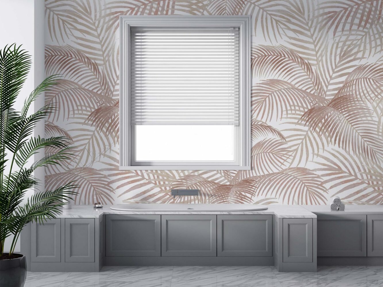 Wall Wonder: Pink & Beige Palm Wallpaper