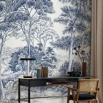 Wall Wonder: Blue Toile Landscape Mural