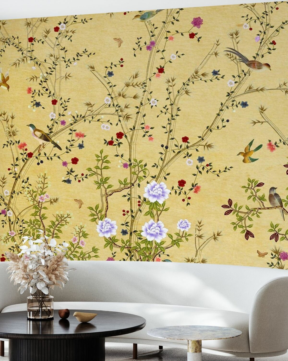 Wall Wonder: Oriental Bird and Flower Chinoiserie Wall Mural
