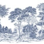 Wall Wonder: Blue Toile Landscape Mural