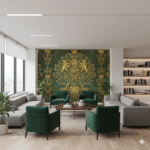 Wall Wonder: Regal Green & Gold Heraldic Mural