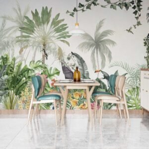 Wall Wonder: lush greenery & colourful birds mural