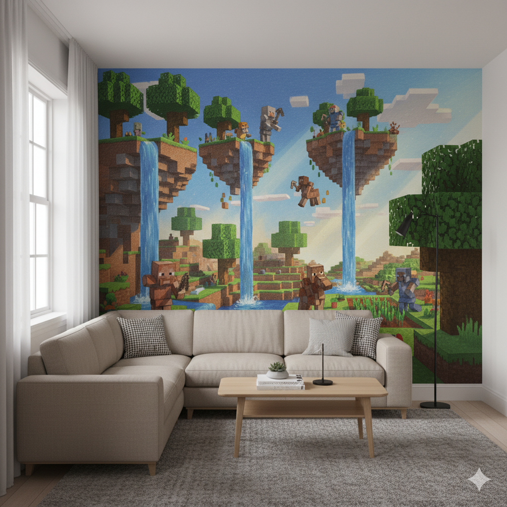 Wall Wonder: Minecraft Floating Islands Mural